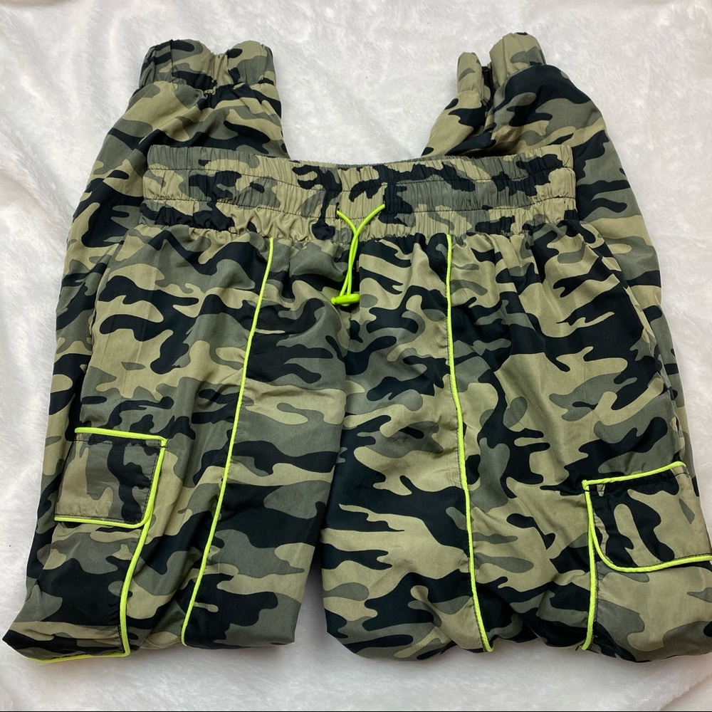 Neon Green & Camouflage Drawstring Joggers - Picture 6 of 16